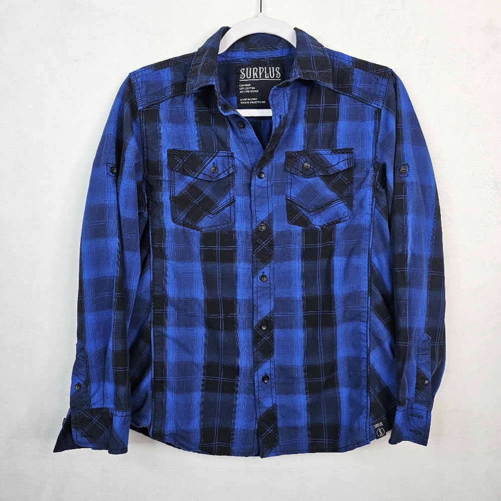 Surplus blue plaid flannel womans sz L